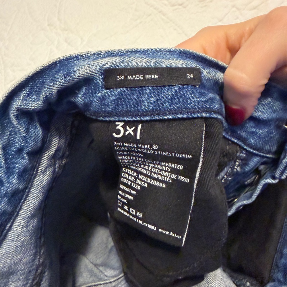 3x1 Distressed Blue Straight-Leg Jeans - Picture 5 of 6